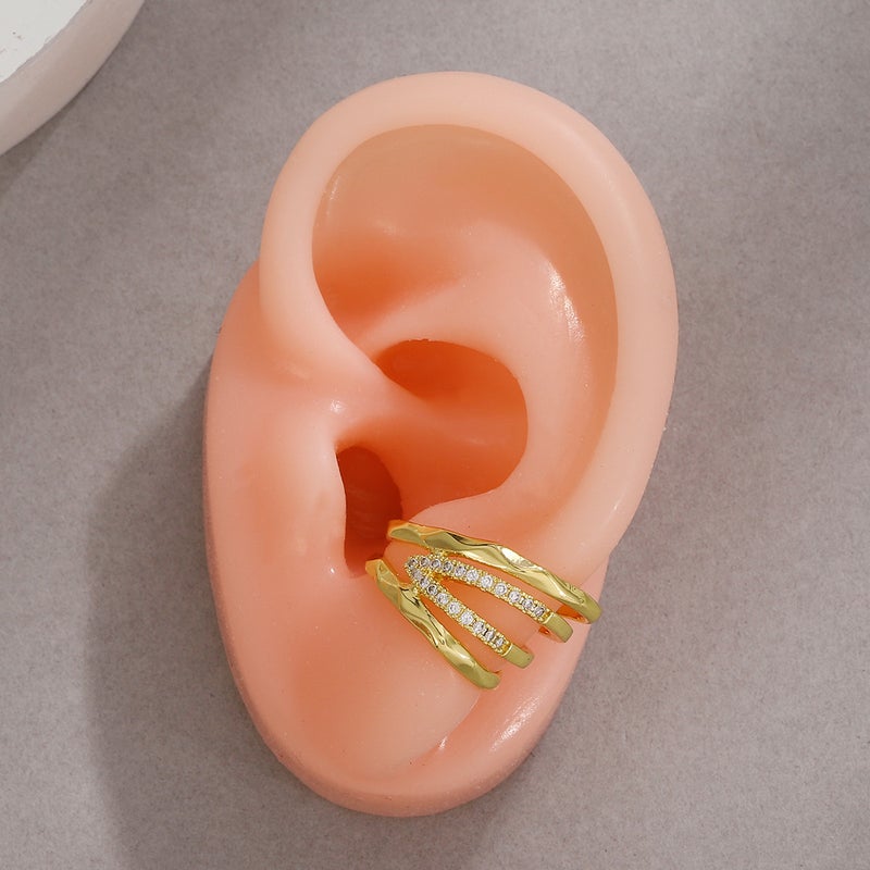 French Light Luxury Multi-Circle Ear Bone Clip With Diamond Pearls Without Pierced Ear Clip Bohemian Style Women'S Earrings - Image 1